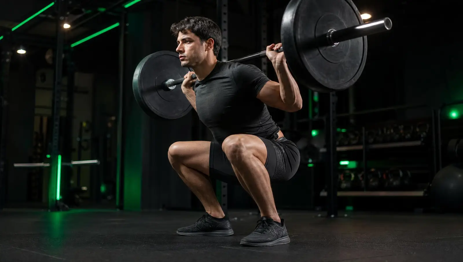 Athlete performing an explosive squat in the VERT training facility